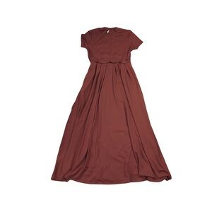 Halara LARGE Burnt orange short sleeve high neck maxi dress NEW without tags